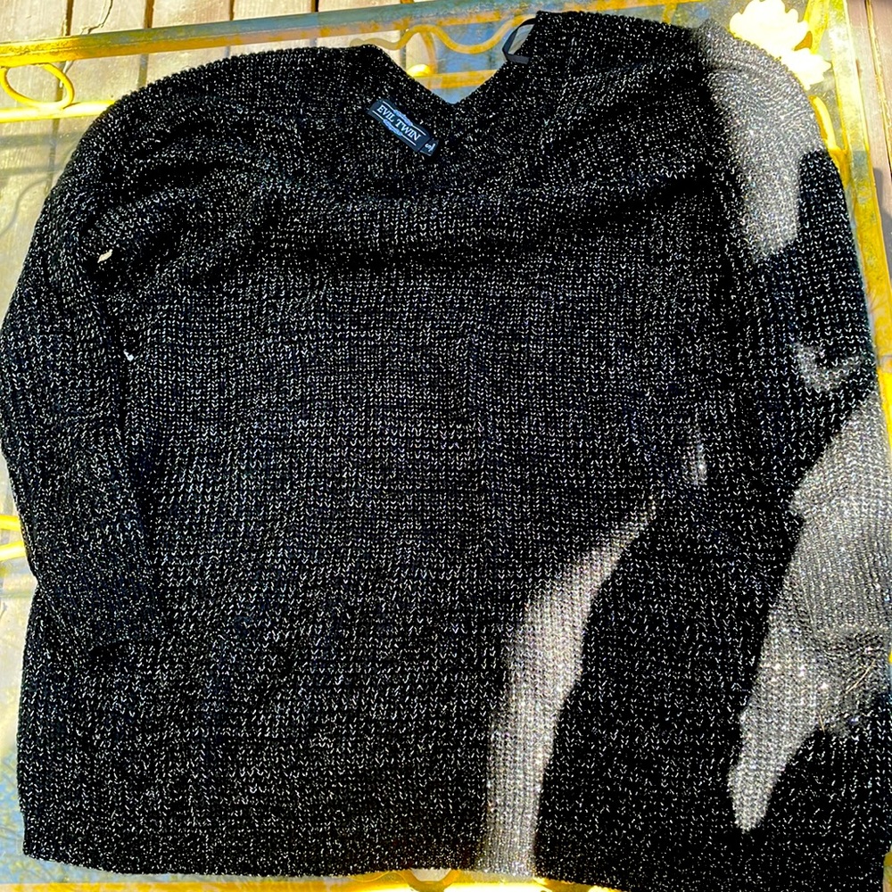 Evil Twin Sparkly Black Sweater Dress